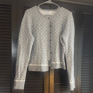 Old Navy Light Gray Polka Dot Cardigan